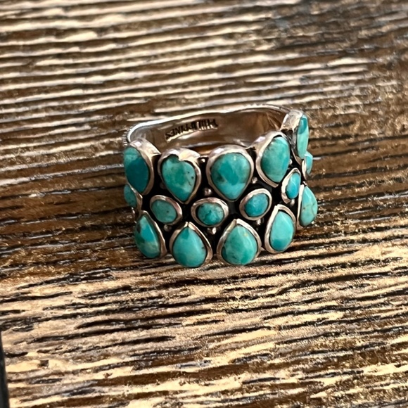 NEW - Turquoise & Sterling Silver Teardrop Bezel-Cut Ring - 6 1/2 - Picture 13 of 15